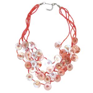 Korte Kralen Ketting met Schelpjes Roze