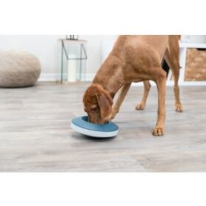 TRIXIE SLOWFEEDING ROCKING BOWL KUNSTSTOF / TPR GRIJS / BLAUW 23X23 CM 500 ML