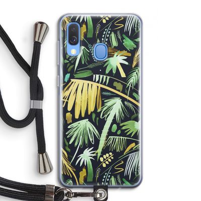 Tropical Palms Dark: Samsung Galaxy A40 Transparant Hoesje met koord