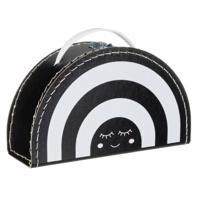 Kinderkoffer regenboog - zwart / wit - 24 cm - karton - opbergkoffer - kraamcadeau