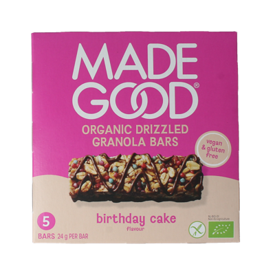 MadeGood Granola bar birthday cake bio 5 Stuks MadeGood Granola bar birthday cake bio 5 Stuks