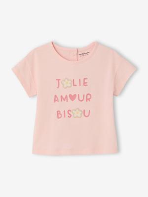 T-shirt voor babymeisjes met gehaakte details lichtroze