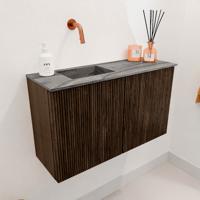 Toiletmeubel Mondiaz Joya Dlux | 70 cm | Meubelkleur Walnut | Faye wastafel Sombra Wasbak Links | Zonder kraangat(en)