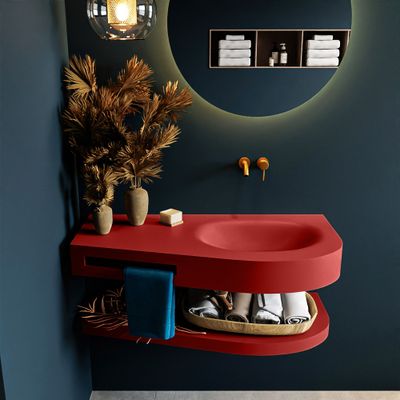 MONDIAZ RIVA 100cm Wastafel met planchet kleur Fire. Wastafel DULCET rechts 0 kraangaten kleur Fire. MONDIAZ RIVA 100cm Wastafel met planchet kleur Fire. Wastafel DULCET rechts 0 kraangaten kleur Fire.