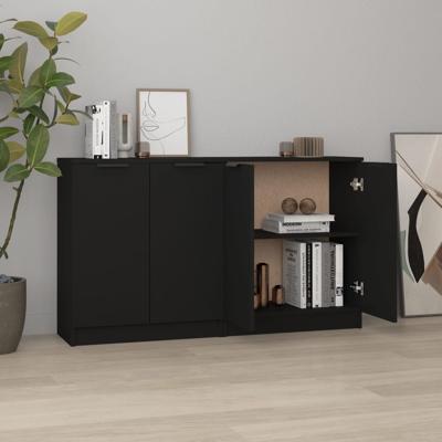 Dressoirs 2 st 60x30x70 cm bewerkt hout zwart