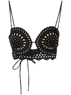 Stella McCartney haut crop à broderie anglaise - Noir