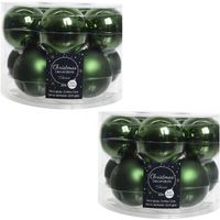 20x Donkergroene glazen kerstballen 6 cm glans en mat - thumbnail