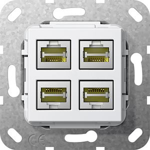 GIRA 4 computeraansluitingen RJ45 CAT 6A snijtechniek zuiver wit glanzend 569903