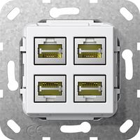 GIRA 4 computeraansluitingen RJ45 CAT 6A snijtechniek zuiver wit glanzend 569903