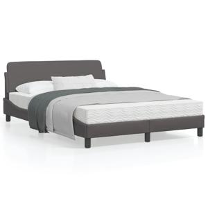 Bedframe met hoofdbord kunstleer grijs 140x190 cm