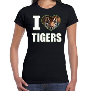 I love tigers foto shirt zwart voor dames - cadeau t-shirt tijgers liefhebber 2XL  -