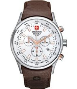 Horlogeband Swiss Military Hanowa 06-4156.04.001.09 / 06-4156.04.001.05 Leder Donkerbruin 24mm