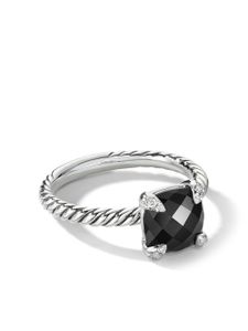 David Yurman puces d'oreilles en argent sterling Châtelaine serties d'onyx et de diamants - Noir