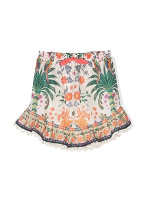 ZIMMERMANN Kids jupe à imprimé tropical - Tons neutres