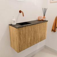 Toiletmeubel Mondiaz Joya Dlux | 81.6 cm | Meubelkleur Oak | Faye wastafel Lava Wasbak Links | Zonder kraangat(en)