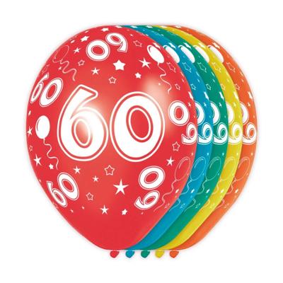 60 Jaar thema versiering helium ballonnen - 30 cm - 5x stuks - Leeftijd feestartikelen - versiering