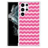 Samsung Galaxy S22 Ultra Doorzichtige Silicone Hoesje Waves Pink - thumbnail