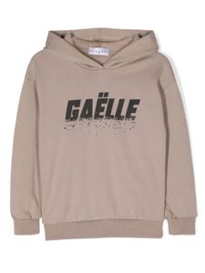 Gaelle Paris Kids hoodie en coton à logo imprimé - Marron