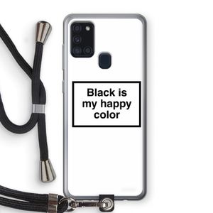 Black is my happy color: Samsung Galaxy A21s Transparant Hoesje met koord