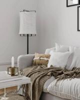 Grote staande vloerlamp met witte linnen kap, E27 fitting en schakelaar By Rydens Softy