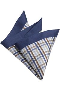 OLYMP Pochet blauw/bruin/wit, Ruit