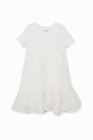 Jurk met ruches en mesh - WHITE - 5/6