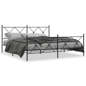 Bedframe met hoofd- en voeteneinde metaal zwart 183x213 cm