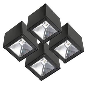 KS Verlichting Set 4 stuks LED Solar Cube wandlamp zwart vierkant