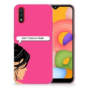 Samsung Galaxy A01 Silicone-hoesje Woman Don't Touch My Phone