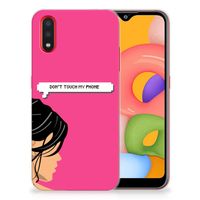 Samsung Galaxy A01 Silicone-hoesje Woman Don't Touch My Phone - thumbnail