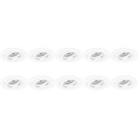 GU10 Inbouwspot Armatuur 10-pack - Kantelbaar - Rond Wit Aluminium - Ø82mm