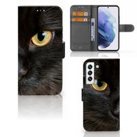 Samsung Galaxy S22 Telefoonhoesje met Pasjes Zwarte Kat - thumbnail