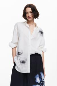 Blouse met klaprozenprint - WHITE - L/XL