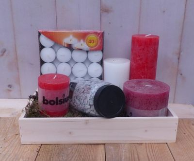 Cadeaupakket Kaarsen Rood-Wit