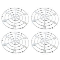 6x stuks metalen pannenonderzetters rond zilver met bestek patroon 20 cm