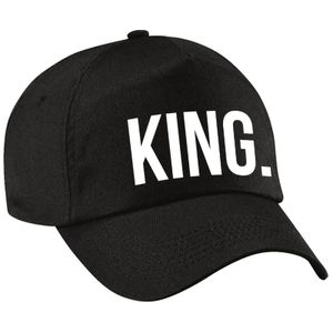 King pet / cap zwart met witte bedrukking voor heren