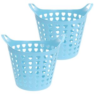 Flexibele wasmand - 2x - blauw - 26 liter - kunststof - 40 x 42 cm - Wasmanden