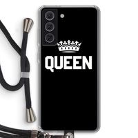 Queen zwart: Samsung Galaxy S21 FE Transparant Hoesje met koord