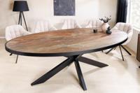 Massieve eettafel MOUNTAIN SOUL 240cm roodachtig groen zwart ovaal natuursteen ijzer - 45671
