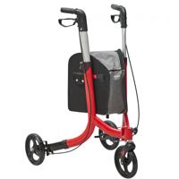 VEVOR 3-wielrollator voor senioren, opvouwbare aluminium rollator met verstelbare handgreep, Trio Outdoor Mobility Walker met wielen en opbergtas, 118 kg laadvermogen, rood