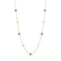 14k Geelgouden Ketting met Roze Robijn en Roze Opaal - 42-45 cm