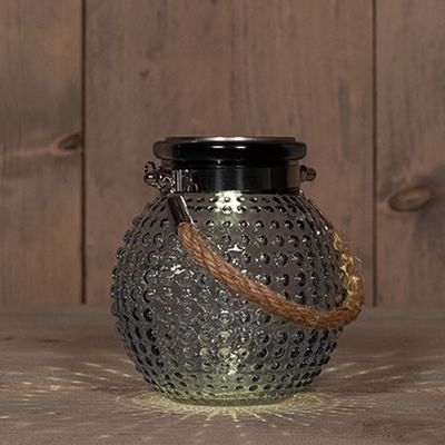 Solar lantaarn glas - grijs - bubbel structuur - 10 x 12 cm