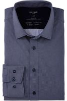 OLYMP Luxor 24/Seven Dynamic Flex Modern Fit Jersey shirt marine/wit, Motief