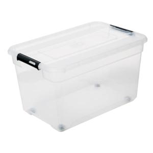 5Five opberg kist met deksel - Box - 52 liter - 58 x 39 x 34 cm - kunststof - transparant