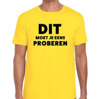 Dit moet je eens proberen beurs/evenementen t-shirt geel heren - thumbnail