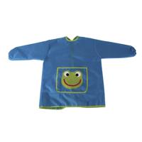 Rayher Kliederschort/knutselschort - blauw - kikker - maat 110/135 - verfschort voor kinderen