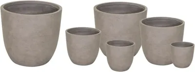 Mega Collections Bloempot Egg - Clayfibre - Ø45 x H43 cm - (Sand) Bruin