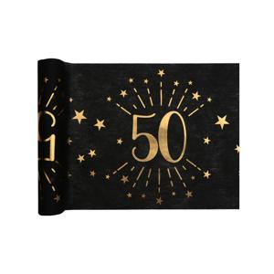 Tafelloper 50 jaar verjaardag - 30 x 500 cm - op rol - zwart/goud - Feestartikelen