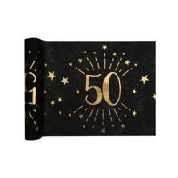 Tafelloper 50 jaar verjaardag - 30 x 500 cm - op rol - zwart/goud - Feestartikelen