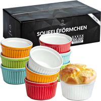 Chefarone Mini Ronde Ovenschalen - Mini Vormpjes Set Van 10 - Bakvormen Keramiek 200 ML - Crème brulée - thumbnail